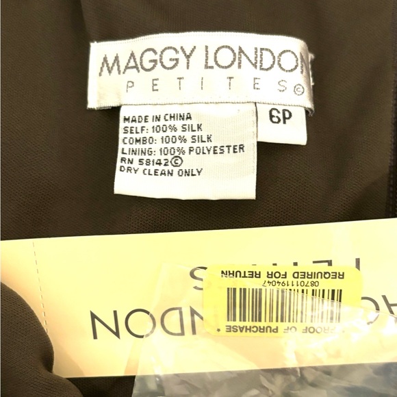 NWT NEW Silk Sz 6 Maggie London halter polka dot white brown midi dress Medium - Picture 14 of 14